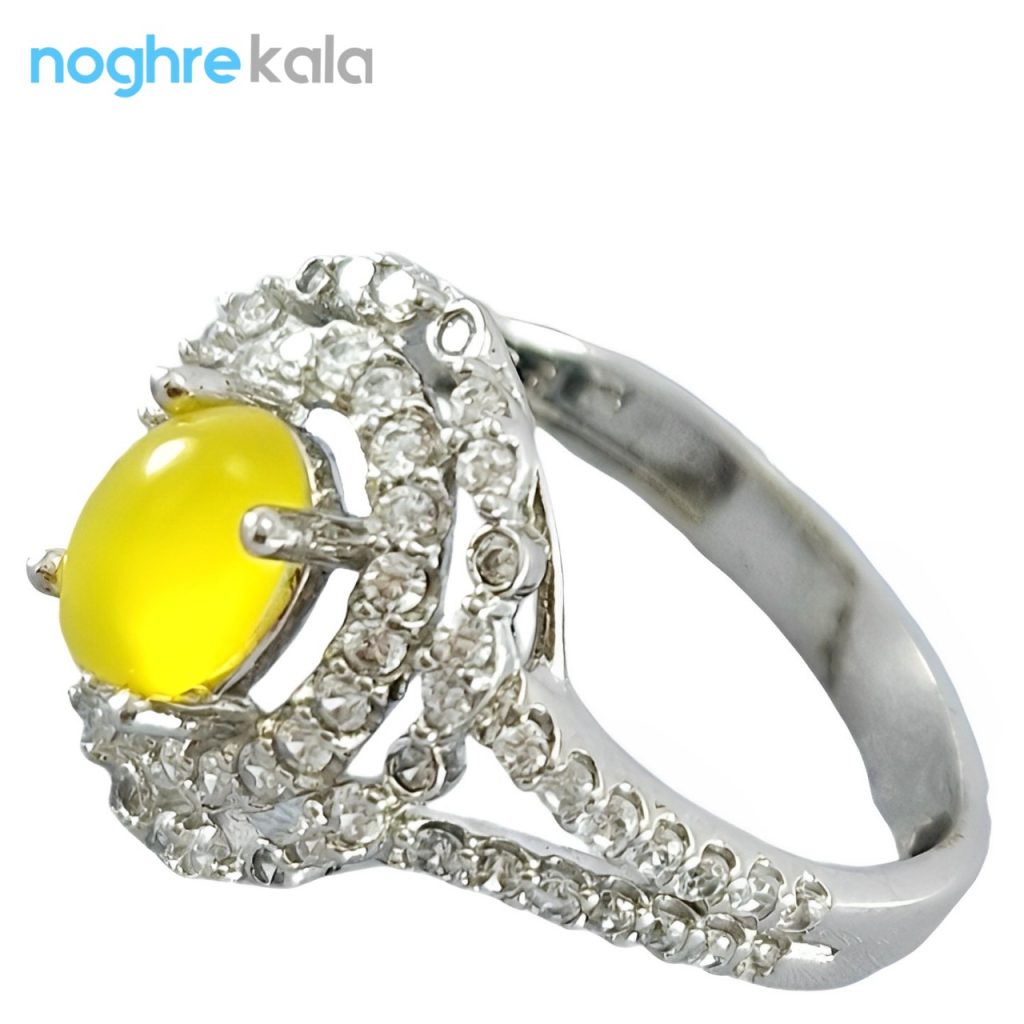 انگشتر نقره زنانه عقیق زرد (شرف الشمس) – کد 55456